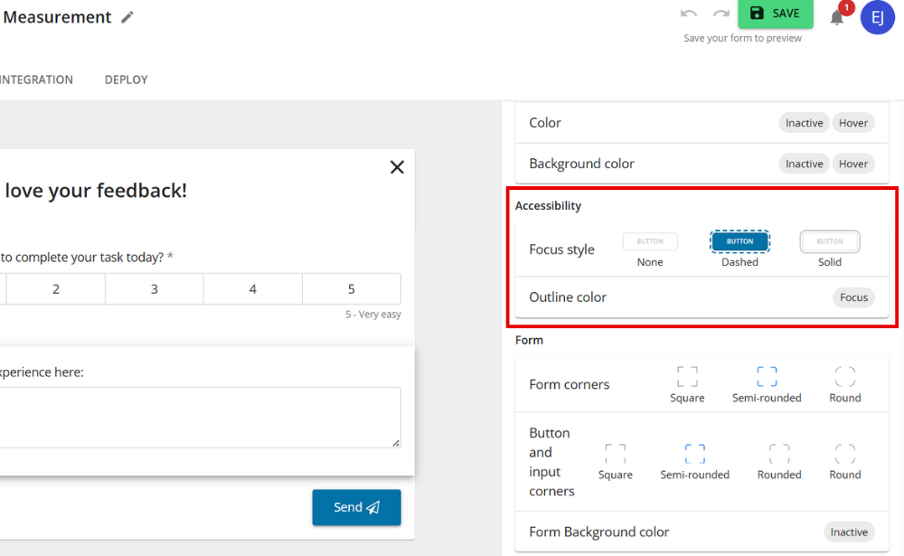 How to edit WCAG option in Mopinion