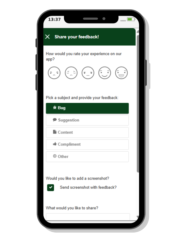 App feedback examples - Bug reporting
