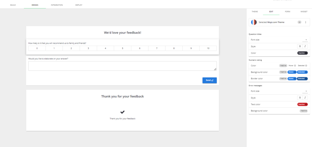 Customise your email survey