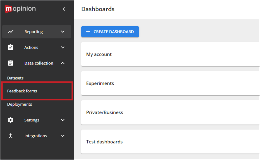 Data collecting in Mopinion