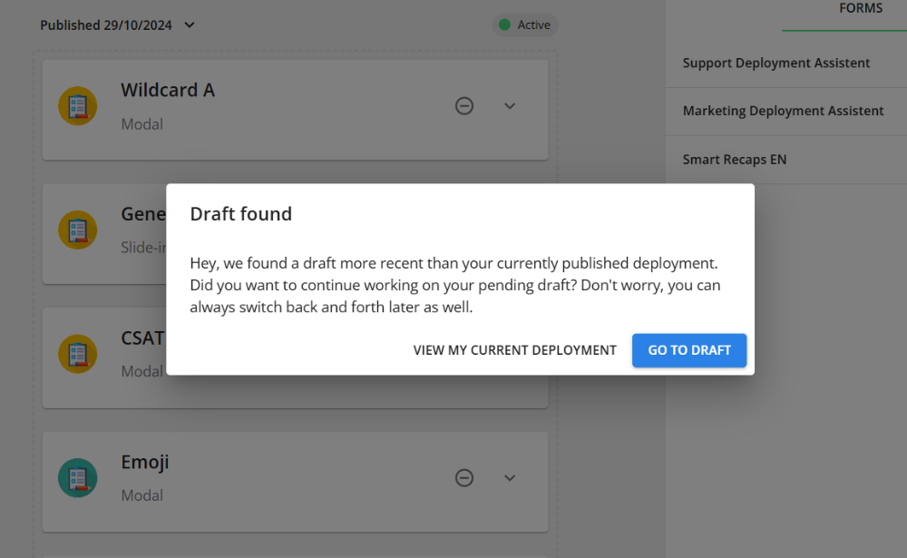 Deployment Versioning - Draft or live version