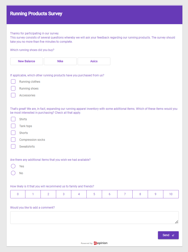 In-depth feedback survey