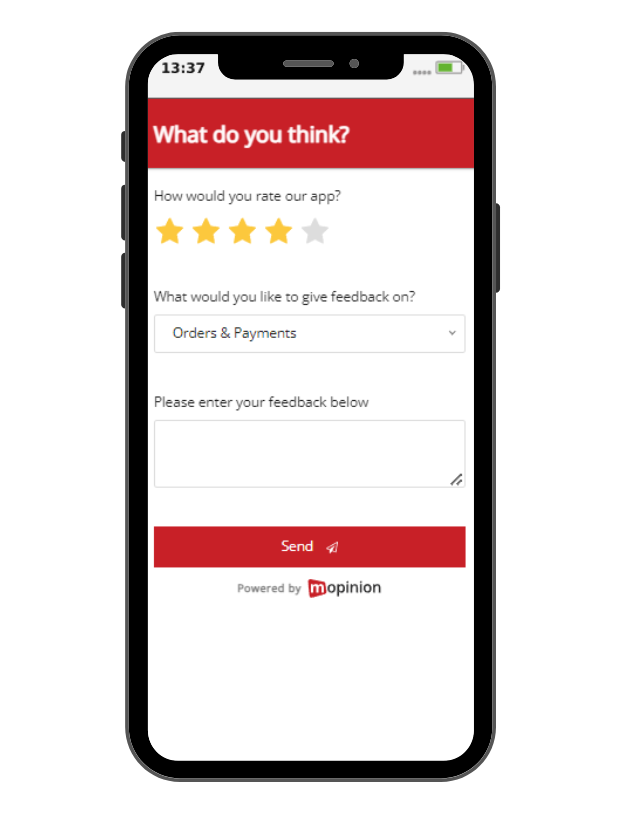 Mobile app rating feedback form template
