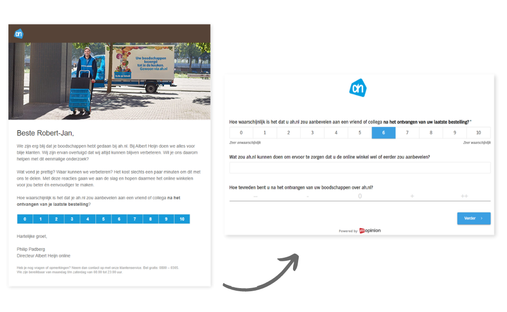Albert Heijn example of an NPS email