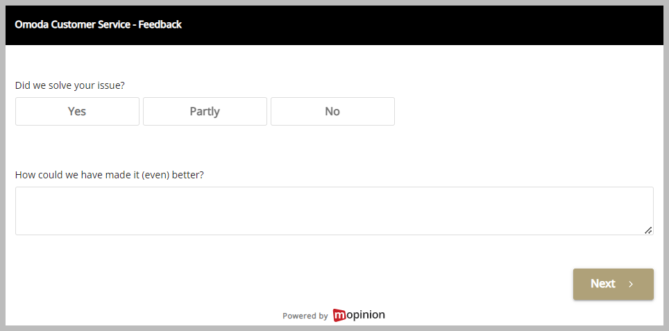Omoda service survey landing