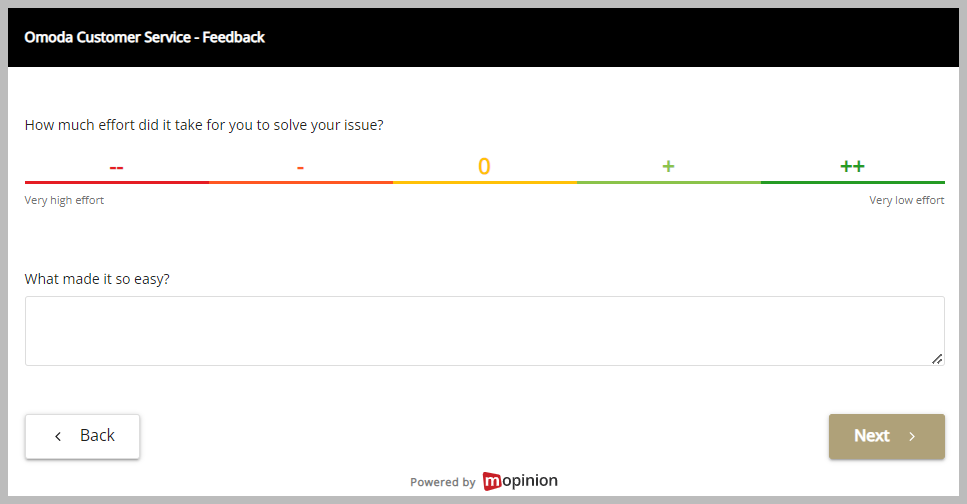 Omoda service survey landing with CES