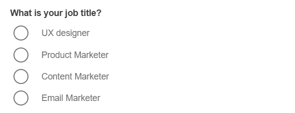 Radio button on customer feedback form