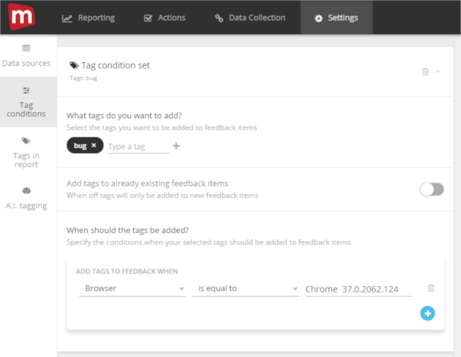 Mopinion: Best Practices for using Mopinion’s Machine Learning Technology - Tag Condition Set
