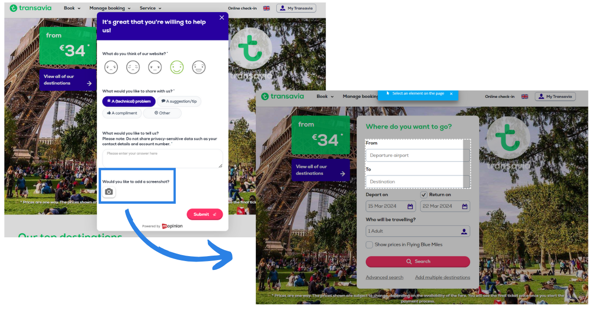 Transavia visual feedback